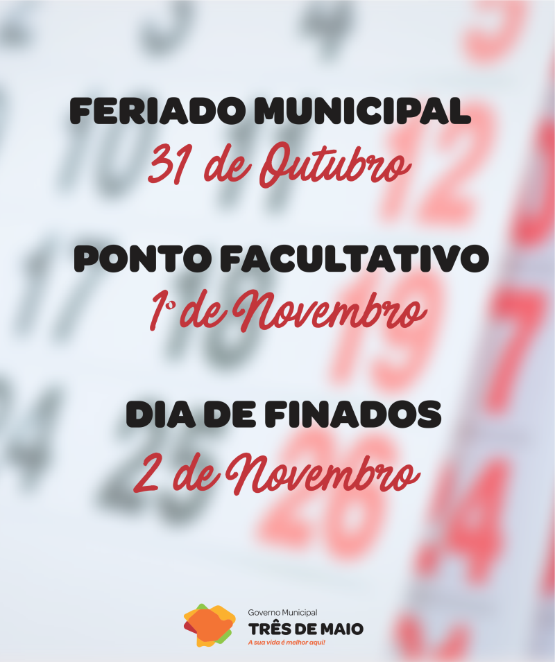 Governo Municipal decreta ponto facultativo para dia 1º de novembro